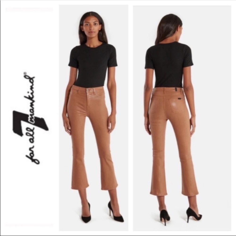 SOLD 7FAM High Waist Slim Kick in Coated Copper Size 27